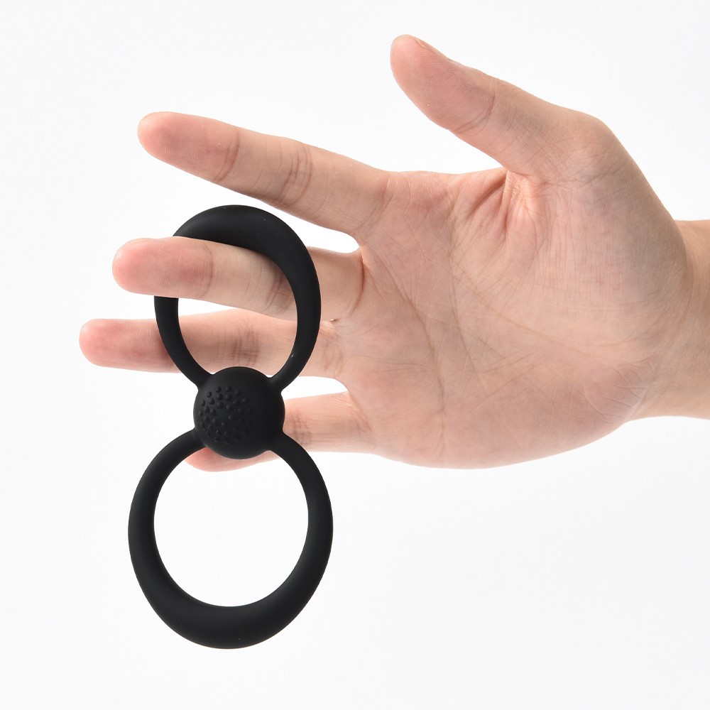 Silicone Figure-8 Penis Sleeve and Egg Ring, Delay Ejaculation Device, Red — detail image 4