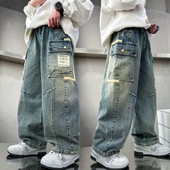 男童牛仔裤春秋季2025新款男孩中大童工装裤子宽松长裤儿童直筒裤