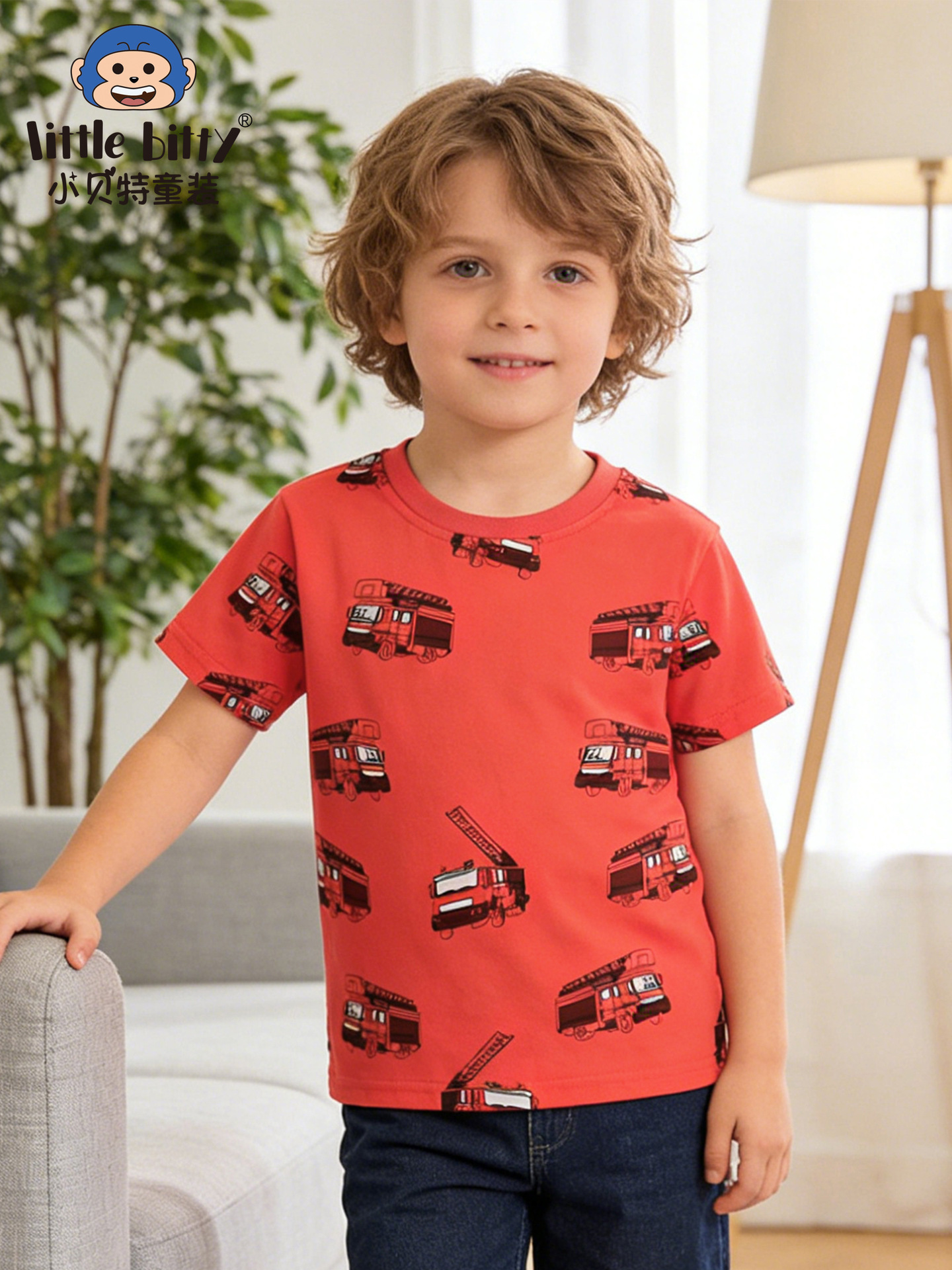 Cross-Border Children's Clothing 2026 Spring and Summer Children's Short-Sleeved T-Shirt Cartoon Car Round Neck Print Ready Stock Wholesale Children's Clothing