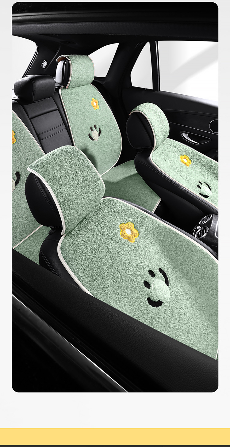 Autumn and winter cartoon car wool cushion cauliflower cute car seat cushion lamb velvet warm and comfortable car seat cushion