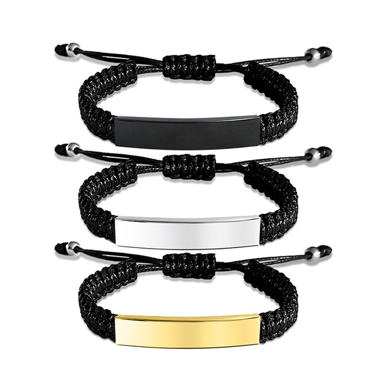 European and American cross-border woven bracelet blank no word laser laser material in stock lettering gift stainless steel bracelet European and American cross-border woven bracelet blank no word laser laser material in stock lettering gift stainless steel bracelet