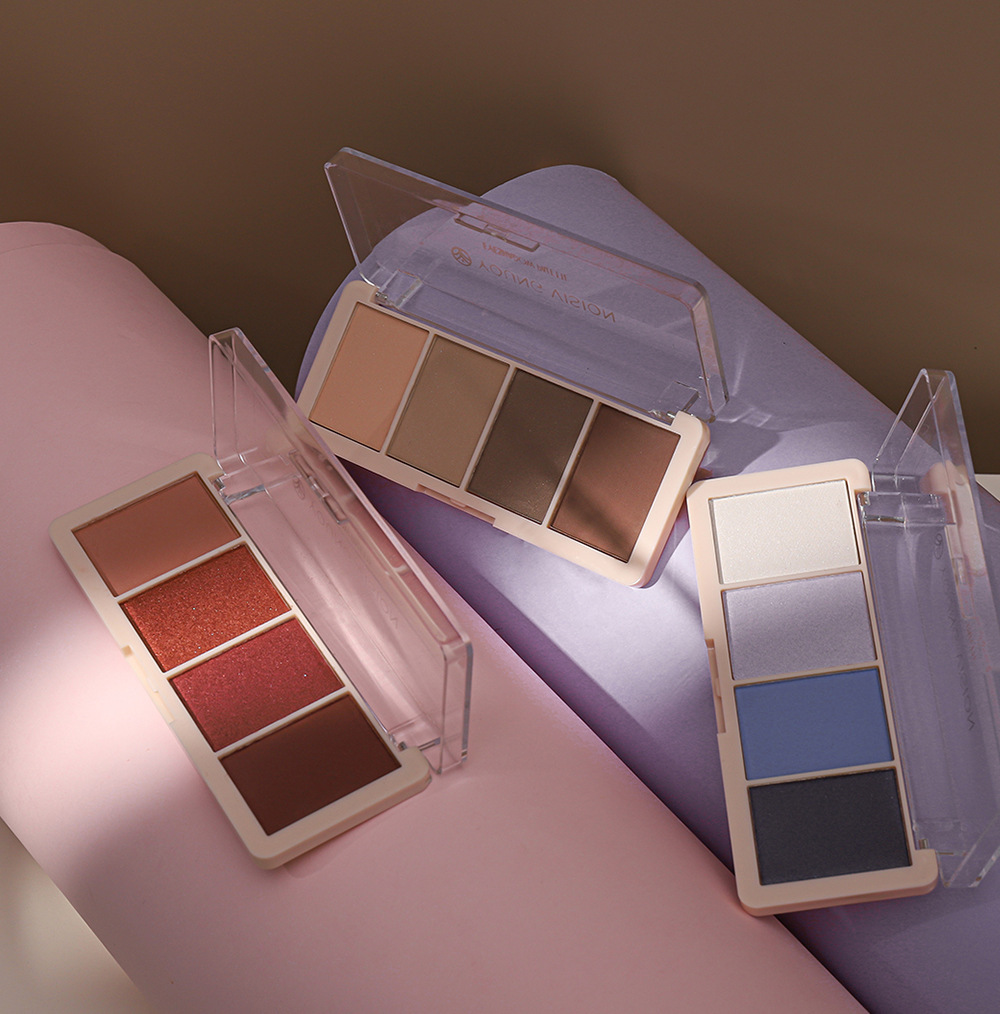 YOUNG VISION Four-color Eyeshadow Set: A daily light makeup eyeshadow palette with multiple pearlescent, matte and glossy tones undefined