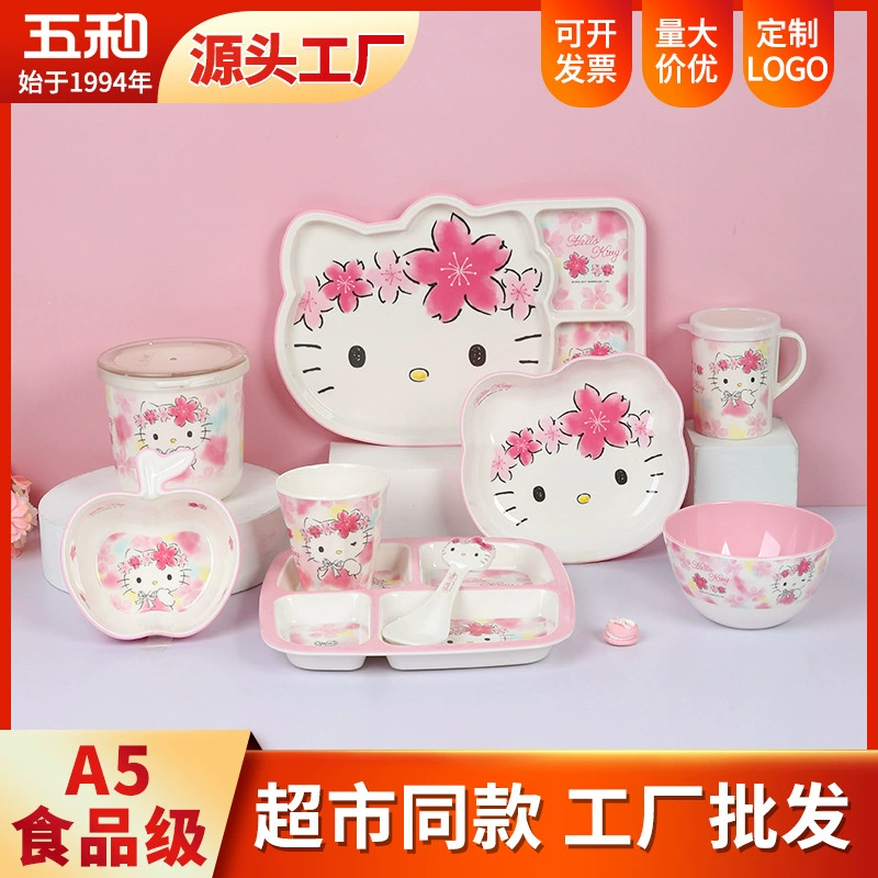 Hello kitty, посуда, качественная мультяшная тарелка для кормления