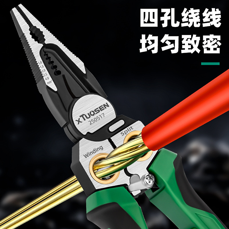 Tuosen ワイヤーストリッパー、電気技師用特殊ワイヤーカッター、電気テストペン付き、多機能ワイヤーストリッパー、電気技師用プライヤー|undefined