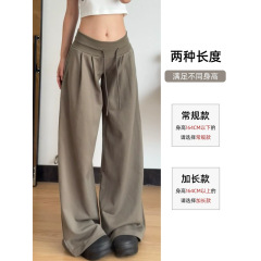 美式复古宽松阔腿裤女2025秋季新款低腰抽绳休闲裤垂感慵懒运动裤