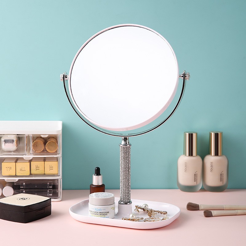 Escritorio europeo galvanizado de doble cara espejo de maquillaje ampliado escritorio simple梳妆台 espejo de dormitorio niñas