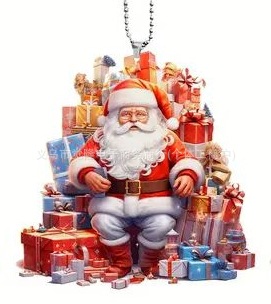 Navidad Santa Claus colgante transfronterizo nuevo acrílico plano colgante espejo retrovisor colgante joyas de fiesta