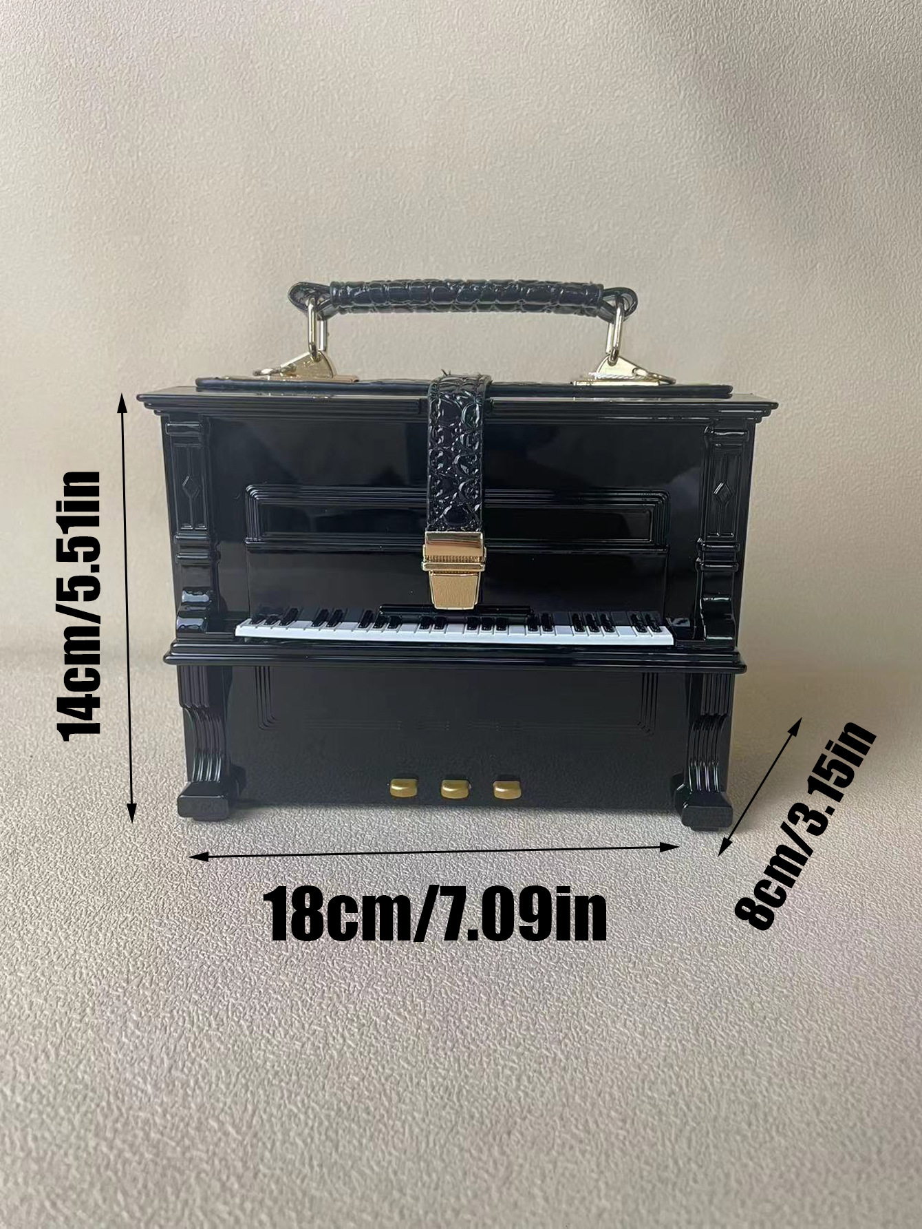 Pequeño bolso de piano negro, personalidad única, lujo ligero, alta sensación, bolso de regalo de cumpleaños en stock