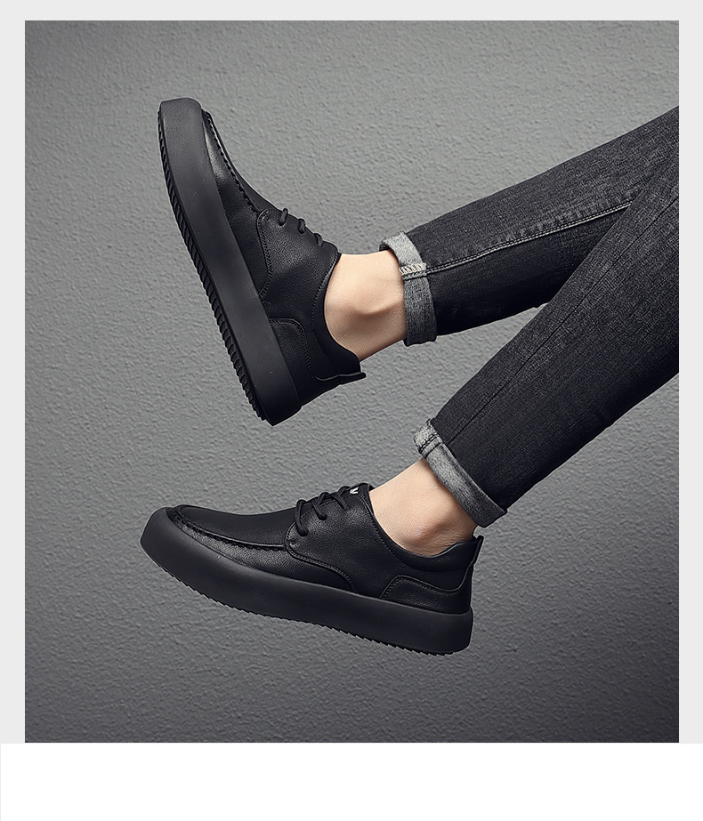 Herren Business Sneaker Aus Leder Mit Dicker Sohle Für Freizeit_voghion.com