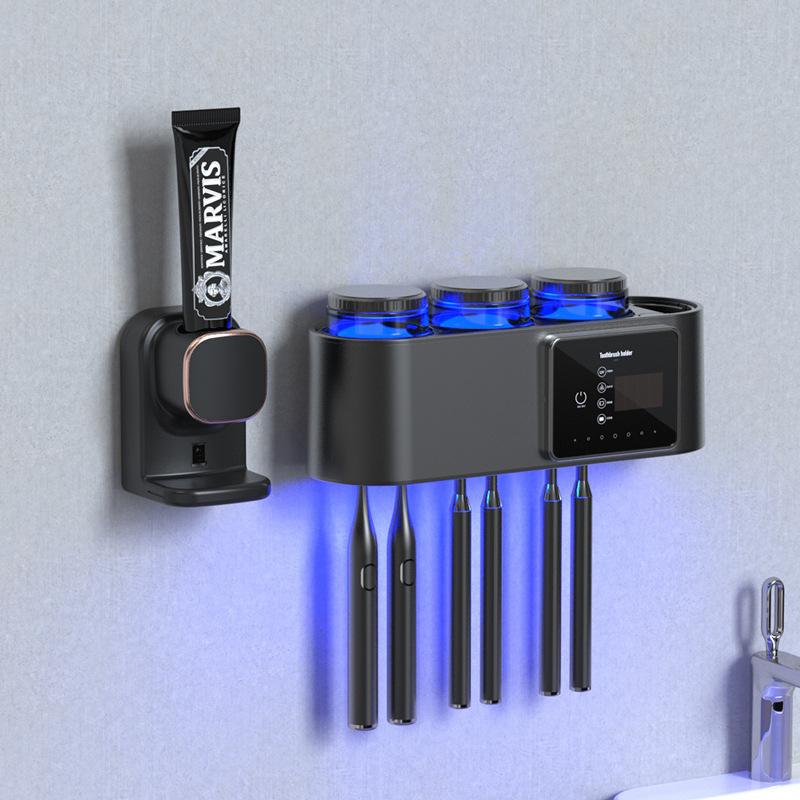 スマート乾燥歯ブラシ消毒器収納紫外線殺菌穴なしトイレ壁掛け式ラック電動|undefined