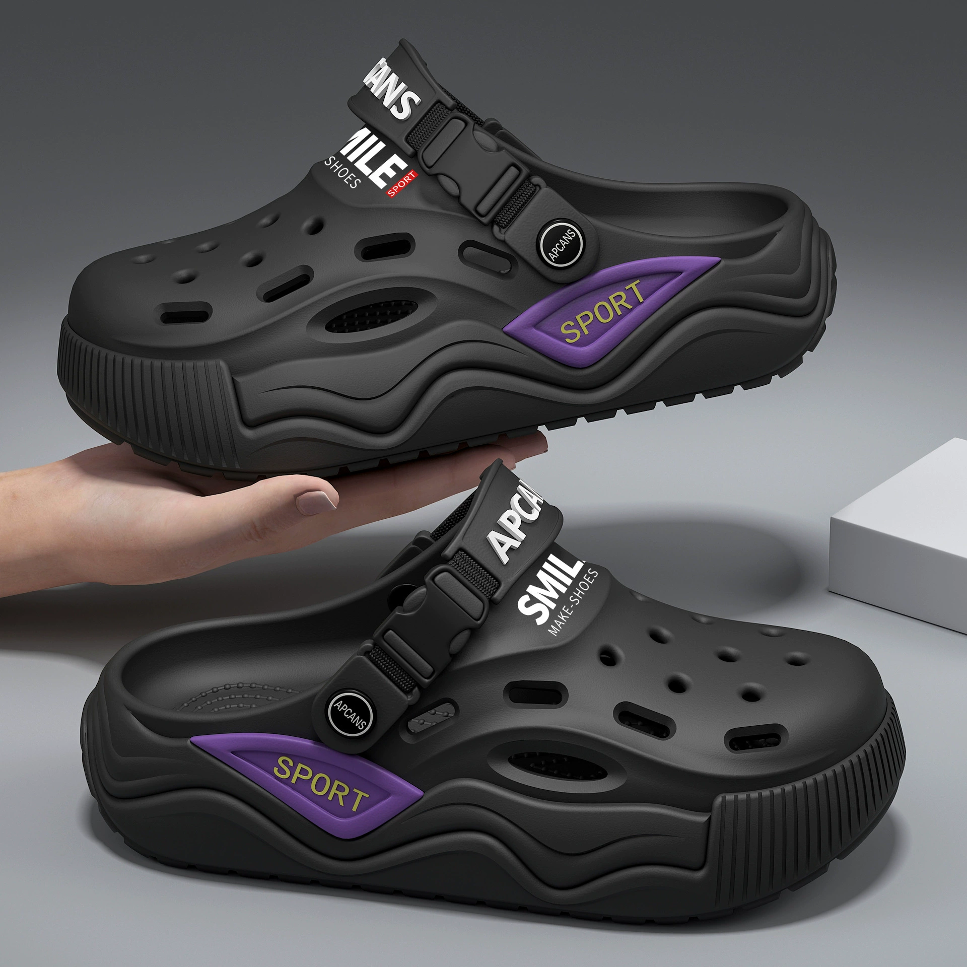 Мужские летние сандалии Croc 2025, новый корейский стиль, интернет-хит, супермодная обувь, нескользящий носок, молодежные пляжные сандалии