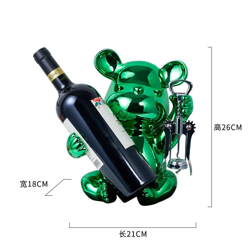 전기 도금 폭력 곰 와인 랙 그린 (병따개 제외)