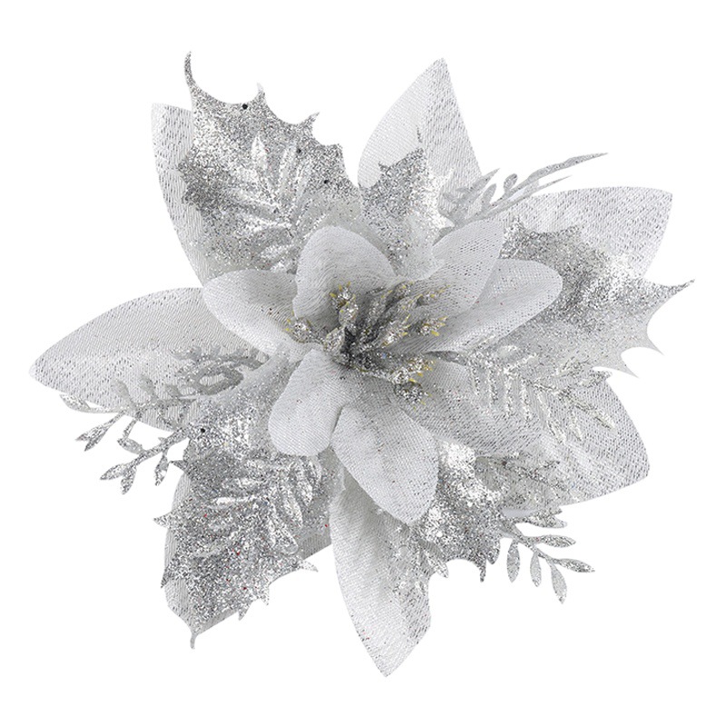 15cm Navidad oro polvo hueco tridimensional flor DIY polvo cebolla polvo flor árbol de Navidad guirnalda accesorios Festival traje