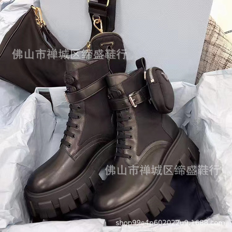 Women's Short Boots 2026 Spring/Summer New Style Thick-Soled Height-Increasing Platform Gear Martin Boots Stylish Lace-Up Women's Boots