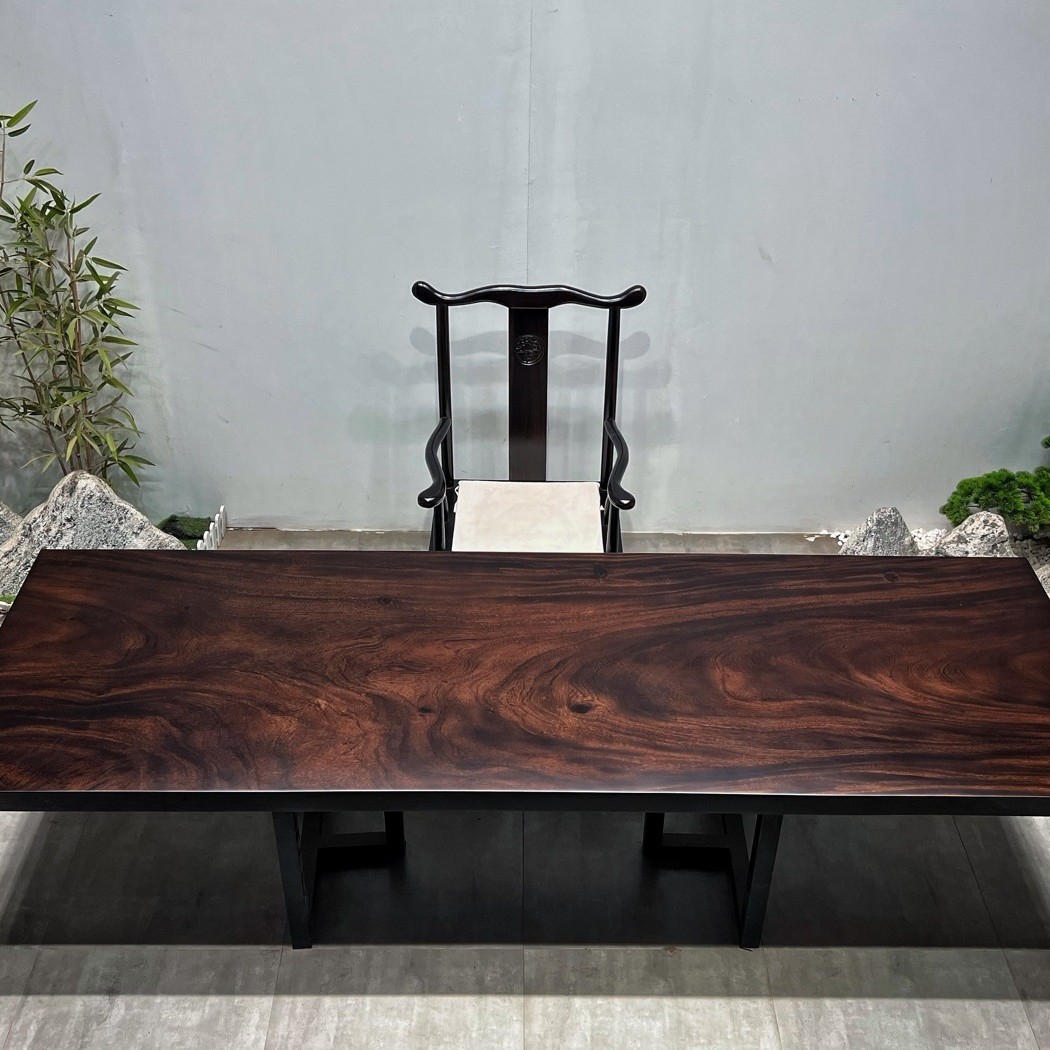 Южноамериканская черная персиковая древесина черная чайная таблица сплошное дерево оригинальное деревянное столовое офис офис чайная панель Wujin смола североамериканская современная минималиста