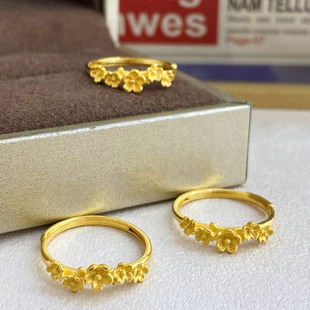 Gold Genuine Wholesale 5g Gold Rose Ring Pure Gold 999 Women's Ring 24K Pure Gold Ring Gift