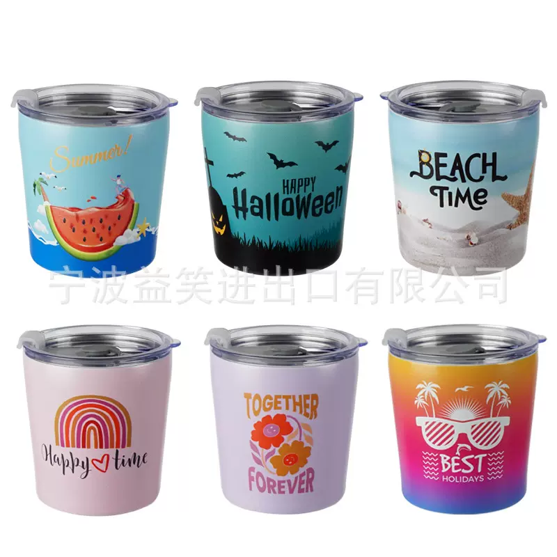 跨境不锈钢304奶杯饮料杯子二合一吸管可爱防漏咖啡保温杯3D打印