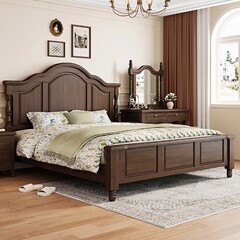 レトロ実木ベッド美式ベッドツインベッド主寝ベッド2メートルx2メートル2田舎1メートル8現代シンプル1メートル5