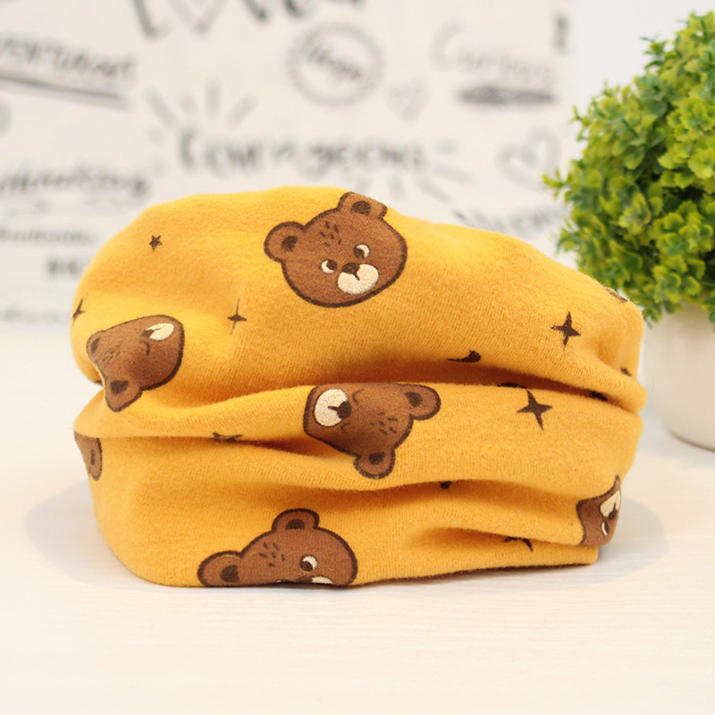 ins Bear Children's scarf Cartoon Autumn/Winter baby neck Sleeve Warm and thick face protection pure cotton baby neck