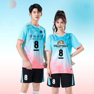 2025 New Volleyball Uniforms for Men and Women, Quick-Drying and Breathable Volleyball Sportswear Suits, Short-Sleeved Feather Team Uniforms Printed