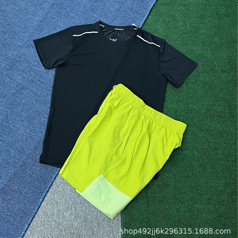 Popular T-Shirt Quick-Drying Short-Sleeved Shorts Set Summer Fitness Training Outdoor Running Breathable Sweat-Absorbent Daily Basketball