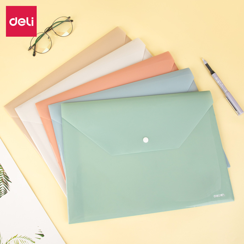 Deli File Bag A4 Mixed Color5-pack PP301-5 File Classification Book A4 Large Capacity Student Test Paper Storage Bag