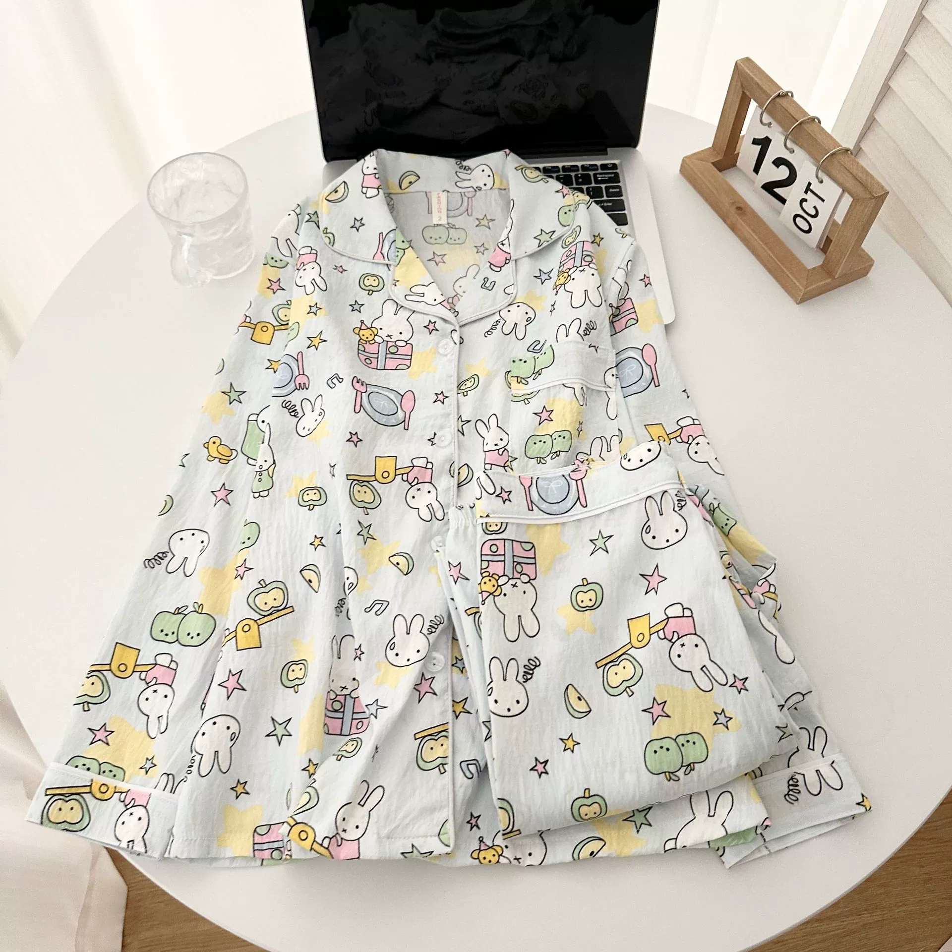 Autumn Cartoon Pajama Set — Long-Sleeve Top, Trousers & Cardigan, Sizes M–XXL, Multi-Color