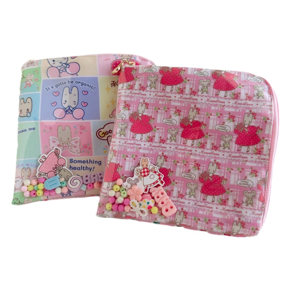 Awkable Jasmine Rabbit Mini Bag L-shaped Zipper Change Key Bag Clutch Bag Transparent quicksand Small Square Bag