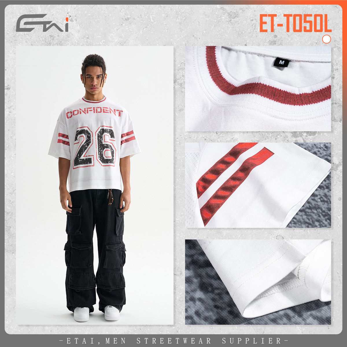 ETAI Hombre| Camiseta de impresión 3D de alta calidad de algodón corto y ancho marca de moda masculina de estilo deportivo pesado camiseta de cuello redondo