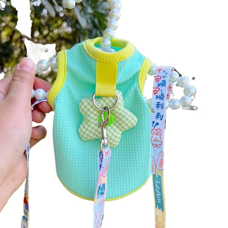 Roupas para cães e gatos primavera e verão pet britânico curto azul gato anti-derramamento protetor solar respirável tração teddy bichon colete