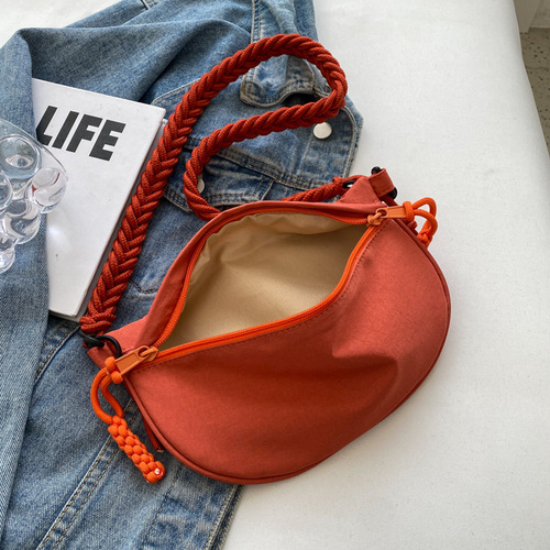 Canvas bag women's new Japanese shoulder bag fashionable mobile phone crossbody bag Korean version solid color shopping bag