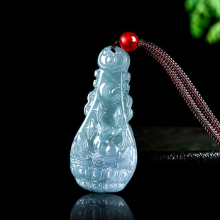 Natural A goods jade blue water pipa fox fairy nine tail fox pendant glutinous jade pendant flower women's wholesale