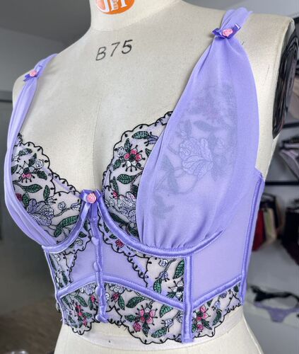 Fishbone Bra, French Style Sexy Set, Summer Floral Patchwork with Underwire, Fashionable Lingerie