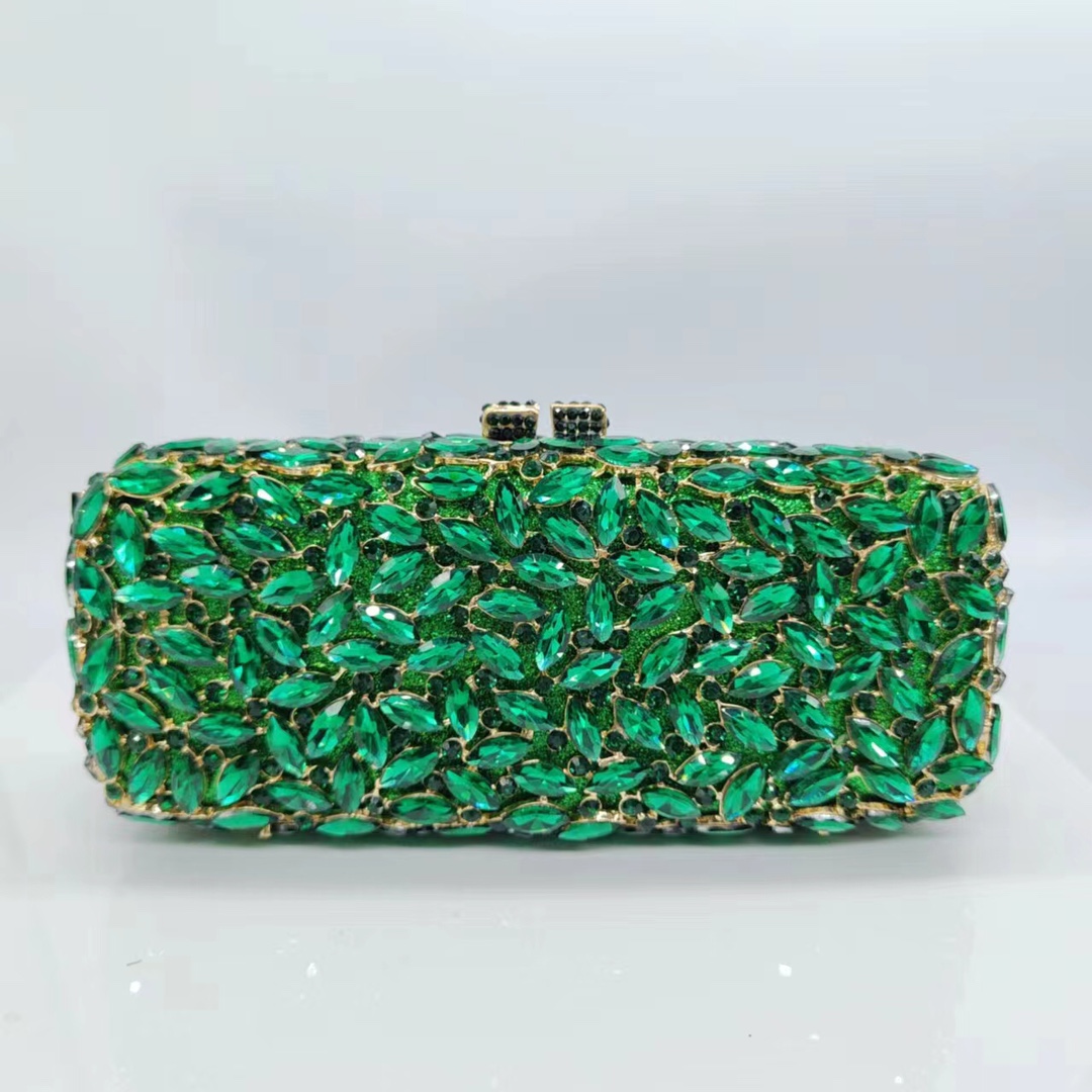 Túi clutch nữ đính kim cương giả dự tiệc dạ hội cao cấp — Màu xanh lá, Màu hồng, Nền vàng kim cương trắng, Xanh bạc chi tiết 6