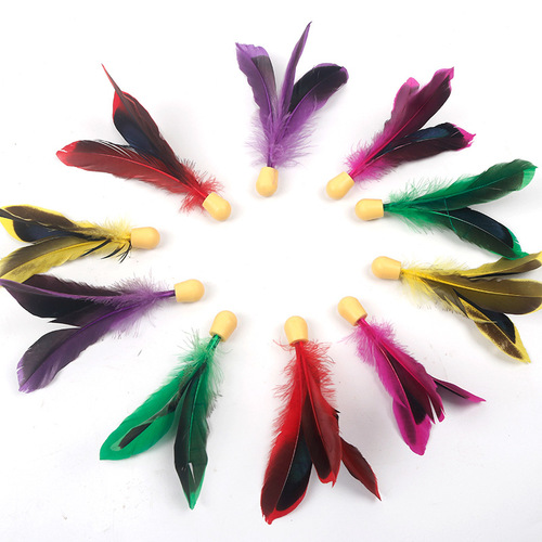 Badminton Racket Big High-Elastic Cowhide Head Rainbow Sponge Ball Head Colorful Wholesale Long-Haired Three-Hair Ball 5 Color Version Shuttlecock