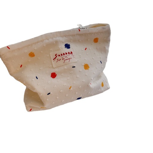 34181 Summer Sugar Bean Clutch Cosmetic Bag White Cute Portable Travel Storage Bag Canvas Bag Student Girl