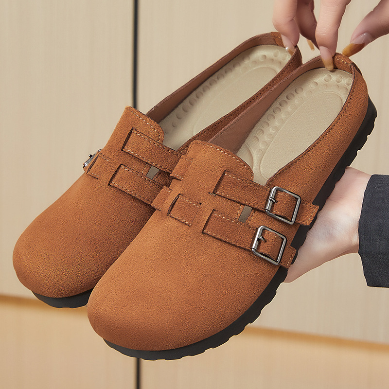 Zapatos de mujer 2026 primavera de moda casuales zapatos Boken un pedazo de zapatillas coreanas de medio raspón