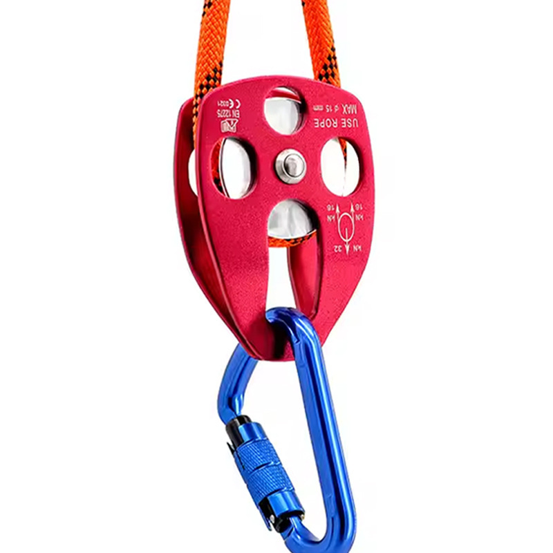 Side-plate large pulley mountaineering rescue zipline crossing single pulley rock climbing zipline high-altitude cableway transportation