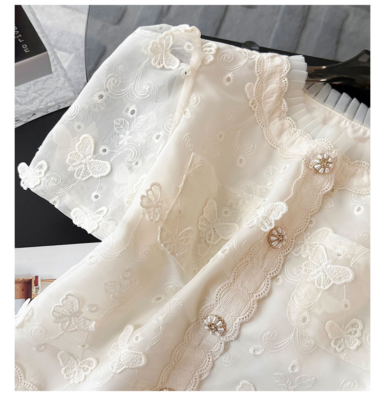 Vêtements pour femmes, petit style, tempérament, costume féminin, nouveau design d'été, haut brodé en jacquard, short à jambes larges, costume deux pièces_voghion.com