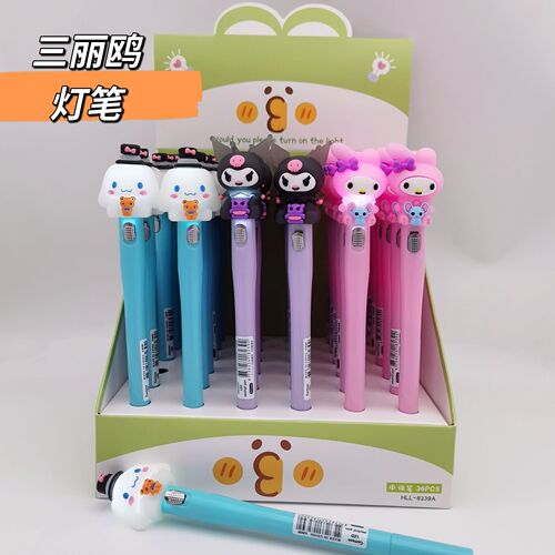 New Cartoon Sanrio Kurome Star Dew with Light Silicone Gel Pen Student Exam Stationery Pen 8239