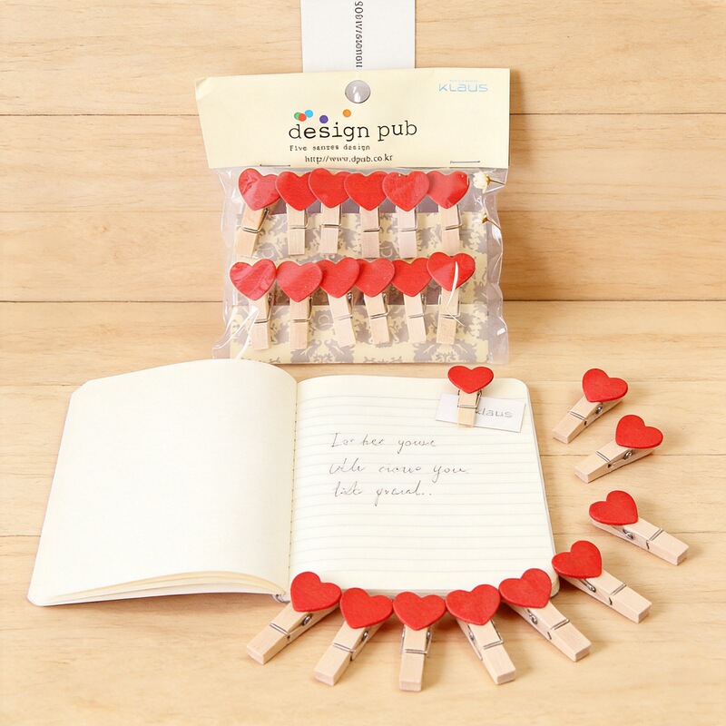 Small Wooden Clip, Wooden Clip, Kidsren's Clip, Note Clip, Photo Clip, Household Daily Use/3.5*0.7/Red Heart
