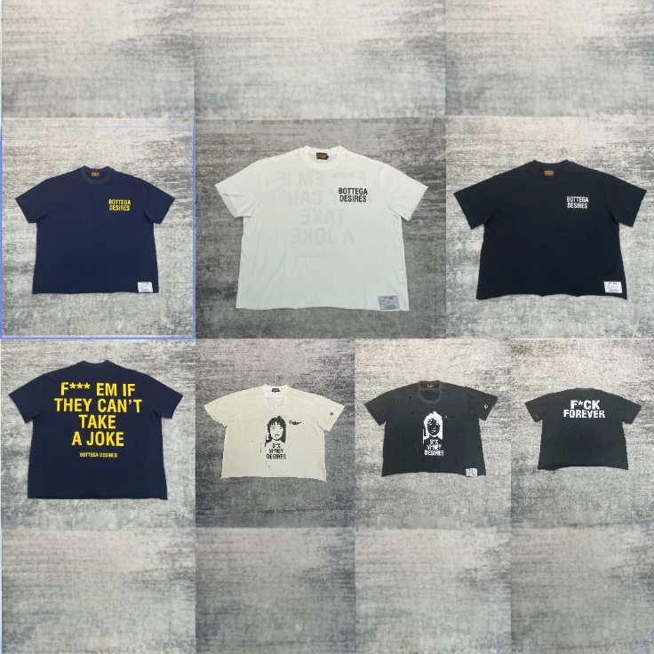 Bottega Desires Trendy Brand Summer New Product Letter-Printed Pure Cotton Short-Sleeved Loose Casual Versatile Style Bottega Desires Trendy Brand Summer New Product Letter-Printed Pure Cotton Short-Sleeved Loose Casual Versatile Style
