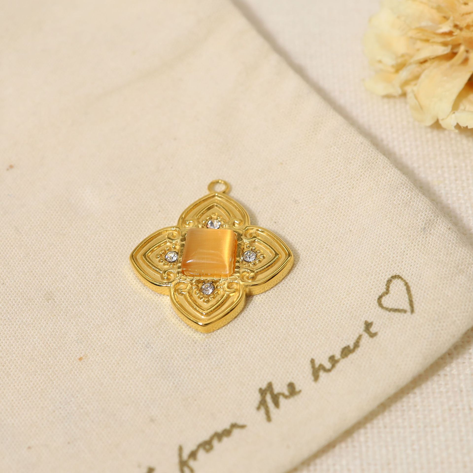 DIY colgante de piedra natural accesorios 18K chapado al vacío collar de acero de titanio pendientes productos semiacabados accesorios fábrica al por mayor