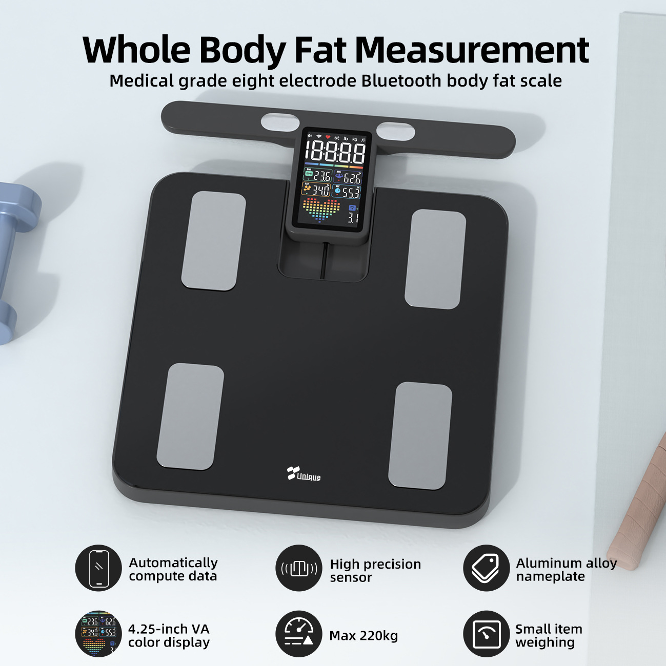 Manufacturer-Customized Eight-Electrode Body Fat Scale, Smart Health Weight Scale, Accurate Home Weight Management Electronic Scale