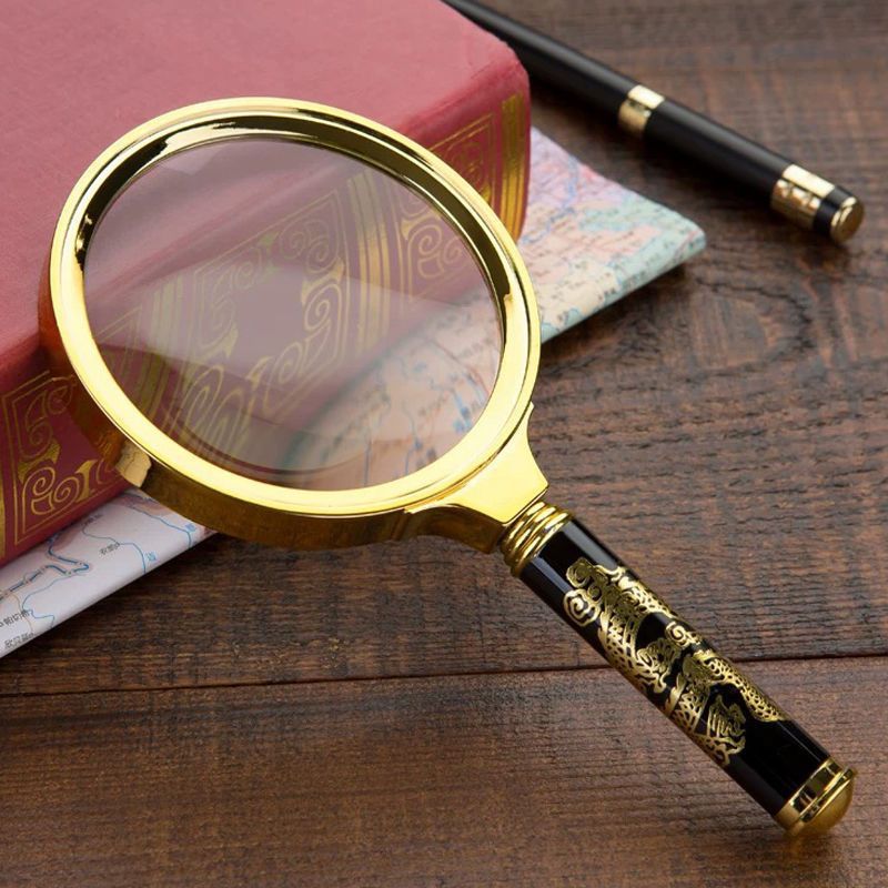 放大镜老人看书特大高清便携式龙纹学生儿童阅读鉴赏高倍扩大镜