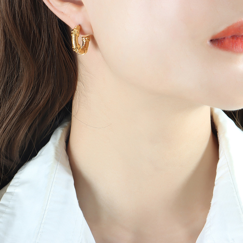 Sugar Cube Niche Temperament Personality Screw Titanium Steel Material Versatile Popular Earrings Girlfriends Earrings Accessories_voghion.com