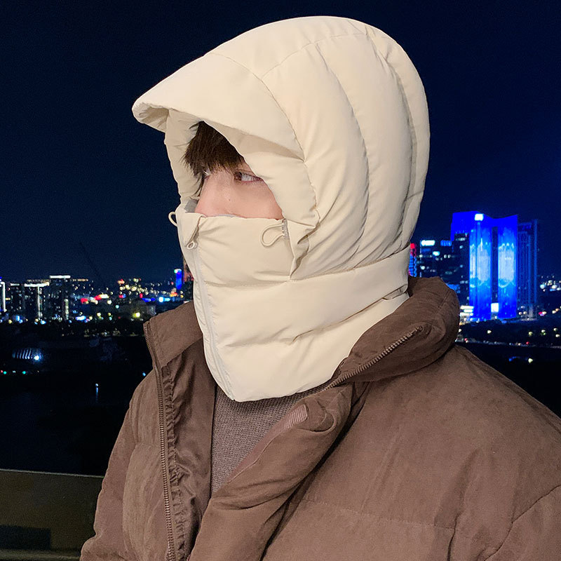 围脖连体防风帽子男羽绒雷锋冬户外骑车保暖神器东北零下防寒棉帽|undefined