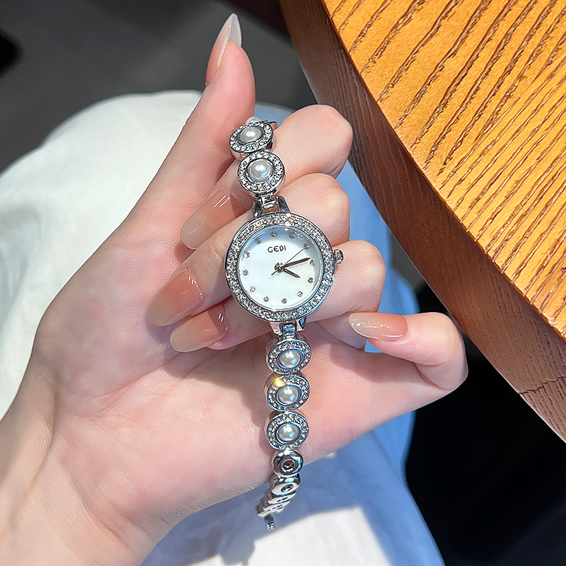 Goldie New Chinese Style Bracelet Watch Small High-value Light Luxury Bead Women's Watch High-grade Fritillaria Face Quartz Watch