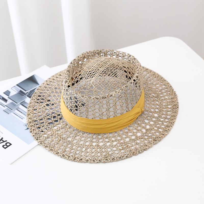 New Straw Hat Women's Breathable Salty Grass Woven Travel Sun Hat display picture 3