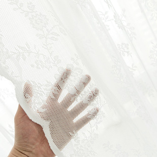 Amazon hole-free lace curtain finished wear Rod European and American pastoral white gauze curtain door curtain bedroom bay window gauze curtain
